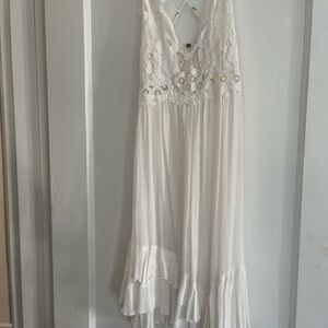 Free People Elegant White Lace Sun Dress